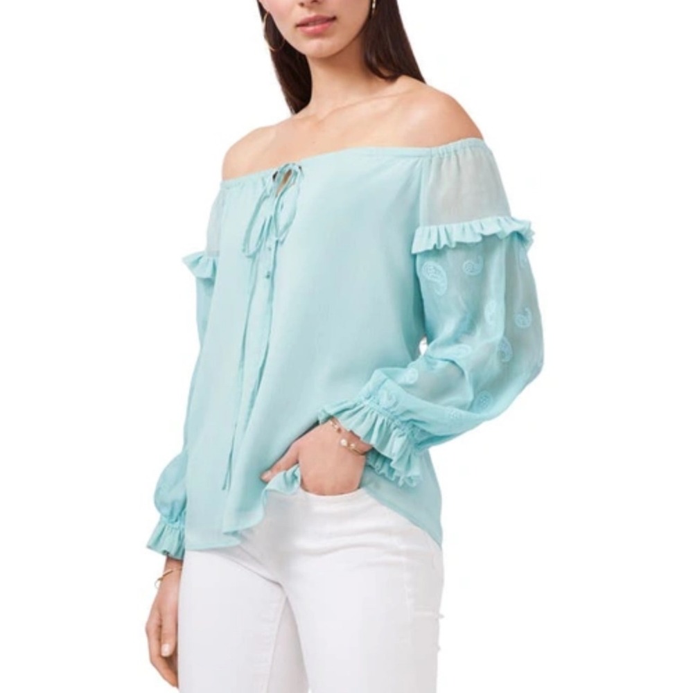 Vince Camuto Women's‎ Off the Shoulder Ruffle Sleeve Blouse Top - XL